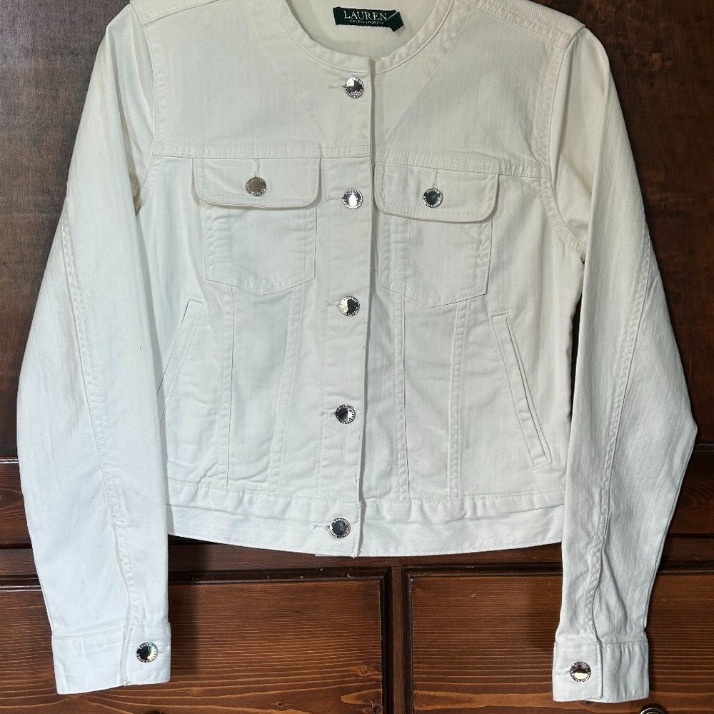 Ralph Lauren Classic White Denim Jean Jacket Coat S - Picture 2 of 7